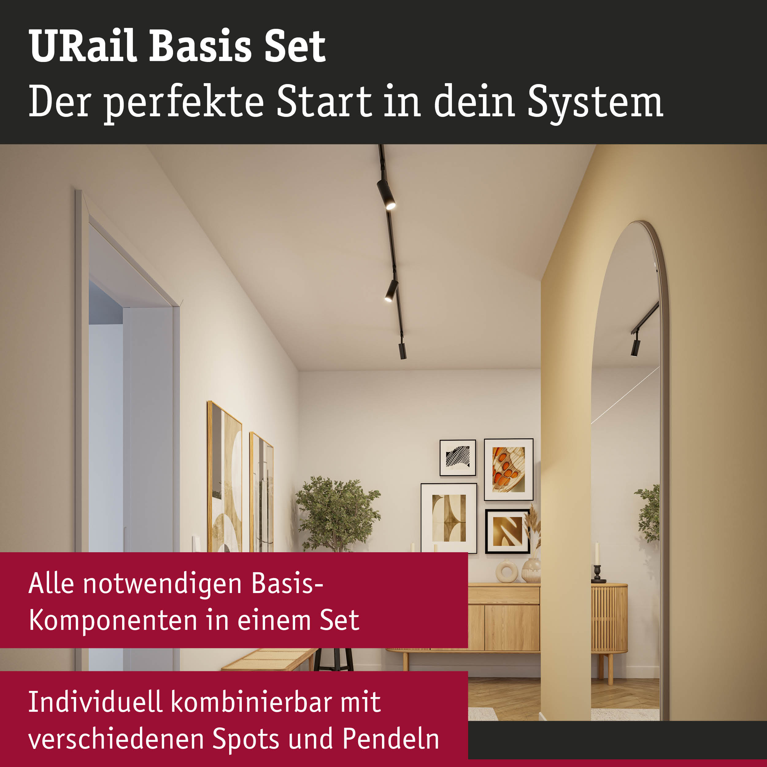 URail Schiene Basisset 230V Schwarz matt