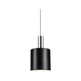 Black metal pendant lamp with chrome suspension part for modern indoor lighting