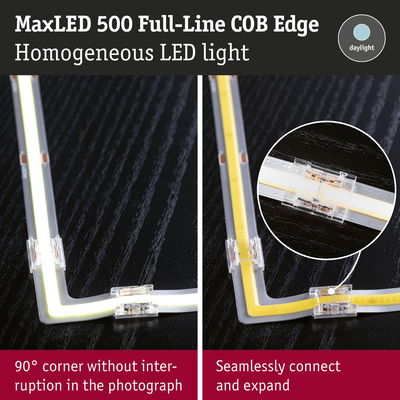 MaxLED 500 Full-Line COB Edge LED light with seamless 90° corner and expandable connection in daylight colour
