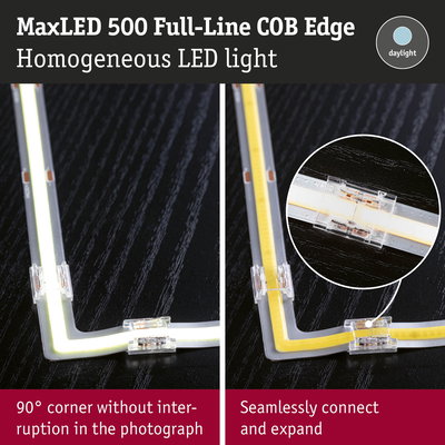 MaxLED 500 Full-Line COB Edge LED light with seamless 90° corner and expandable connection in daylight colour