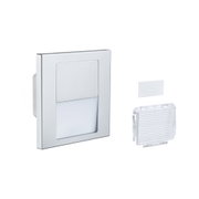 Quadratischer LED-Wandeinbauleuchte in Aluminium silber mit Diffusor und Zubehör für Innenbeleuchtung