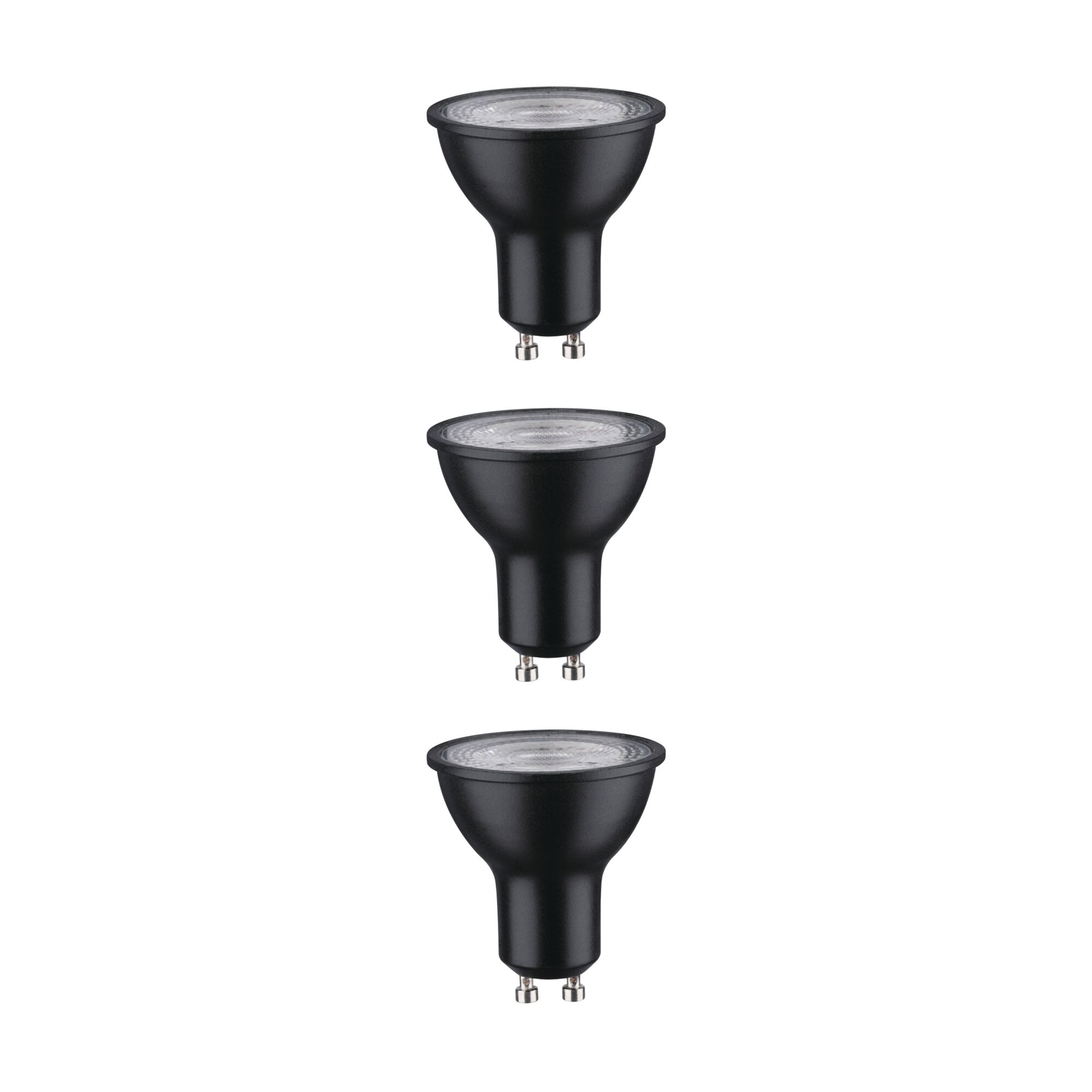 Set Standaard 230 V LED-reflector GU10 Set van 3 3x460lm 3x7W 2700K dimbaar Zwart mat Drie zwarte GU10 LED-lampen met helder glas, energiezuinige LED-verlichting voor thuis.