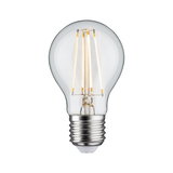 Classic LED light bulb with clear glass and silver base for energy-efficient lighting solutions