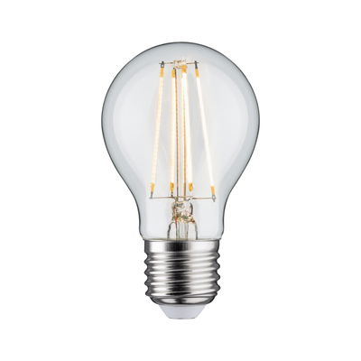 Classic LED light bulb with clear glass and silver base for energy-efficient lighting solutions