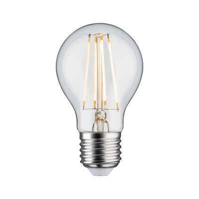 Classic LED light bulb with clear glass and silver base for energy-efficient lighting solutions