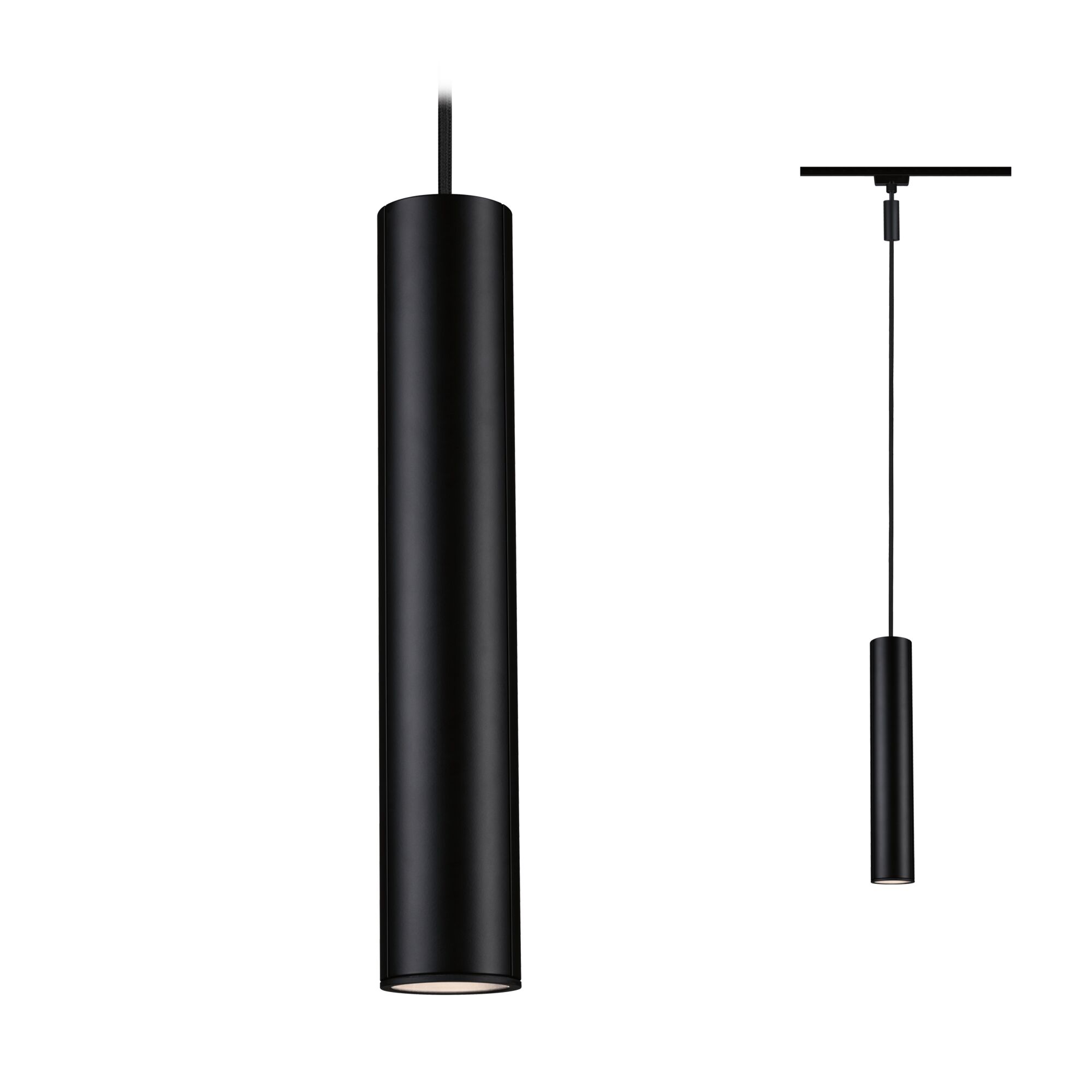 URail Suspension Catalejo GU10 max. 10W gradable 230V Noir mat Suspension cylindrique noire en métal au design minimaliste pour éclairage intérieur moderne