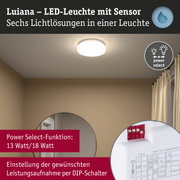 Weiße Luiana LED-Deckenleuchte mit Sensor und Power Select Funktion für energiesparende Beleuchtung