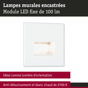 Module LED mural encastré blanc 100 lm avec lumière blanc chaud et anti-éblouissement