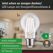 Efficient-Line Filament 230V LED Birne E27 3er-Set 3x840lm 3x4W 3000K Klar