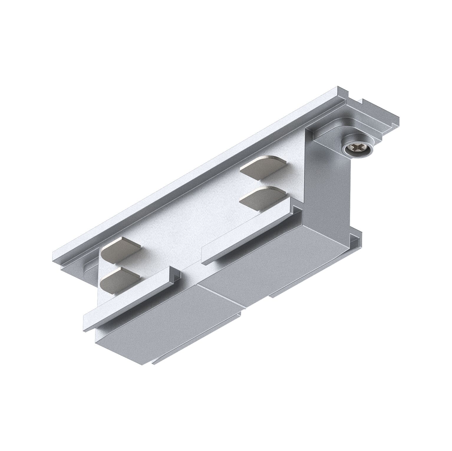 Silver aluminum adapter for track system with screw mount for LED lighting installation