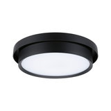 Round ceiling light in black metal with white diffuser for modern indoor lighting
