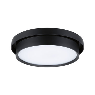 Round ceiling light in black metal with white diffuser for modern indoor lighting