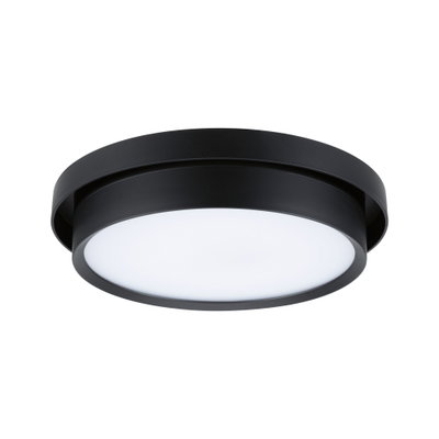 Plafonnier rond en métal noir avec diffuseur blanc pour éclairage intérieur moderne