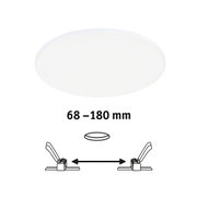 Round white LED ceiling light with adjustable installation size from 68 to 180 mm for flexible lighting