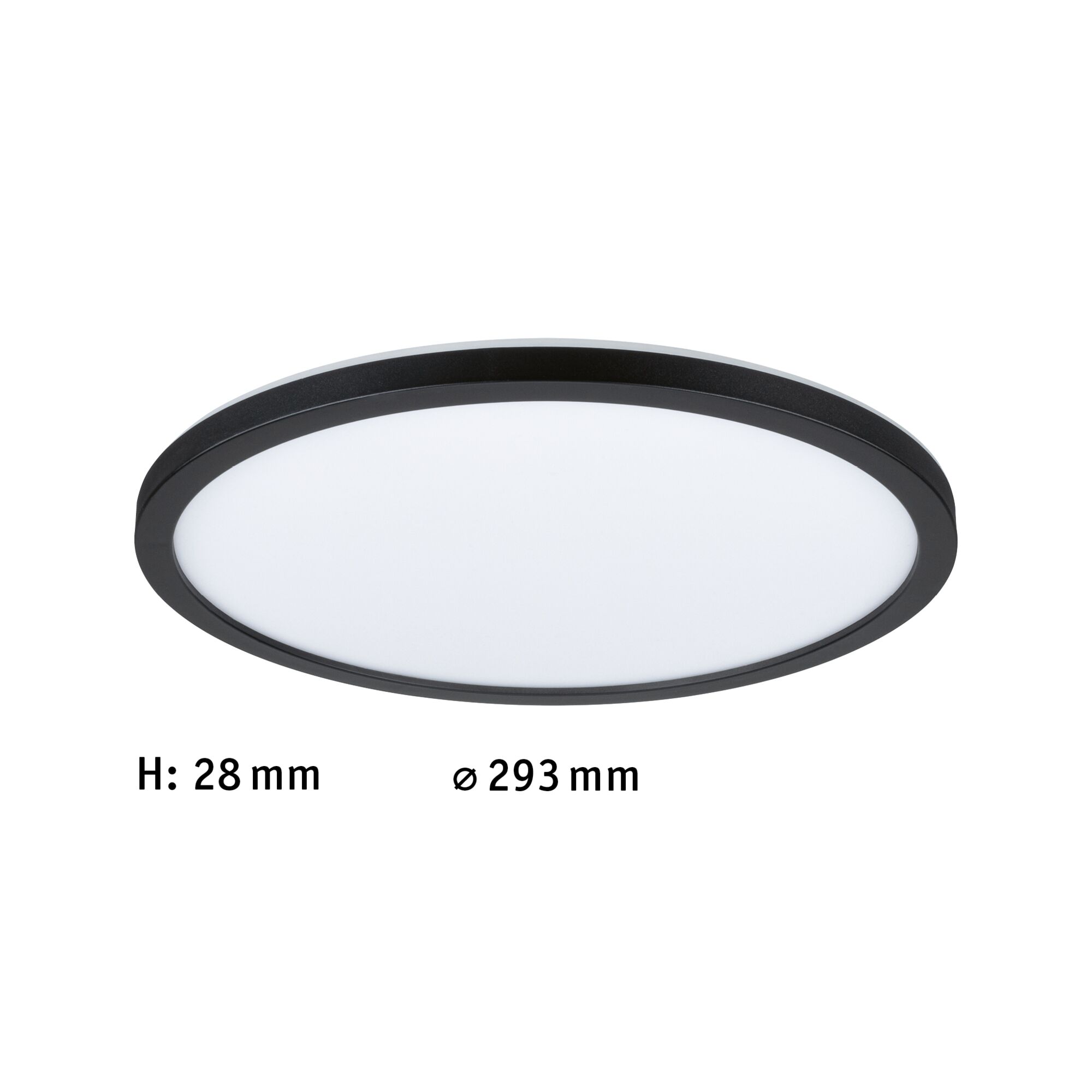 Runde Deckenleuchte mit schwarzem Metallrahmen und weißem Diffusor, energiesparende LED Lampe