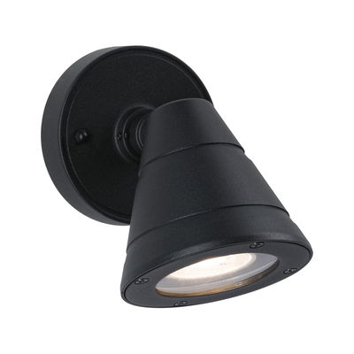 Black metal wall lamp with conical shape and integrated LED light for modern lighting solutions