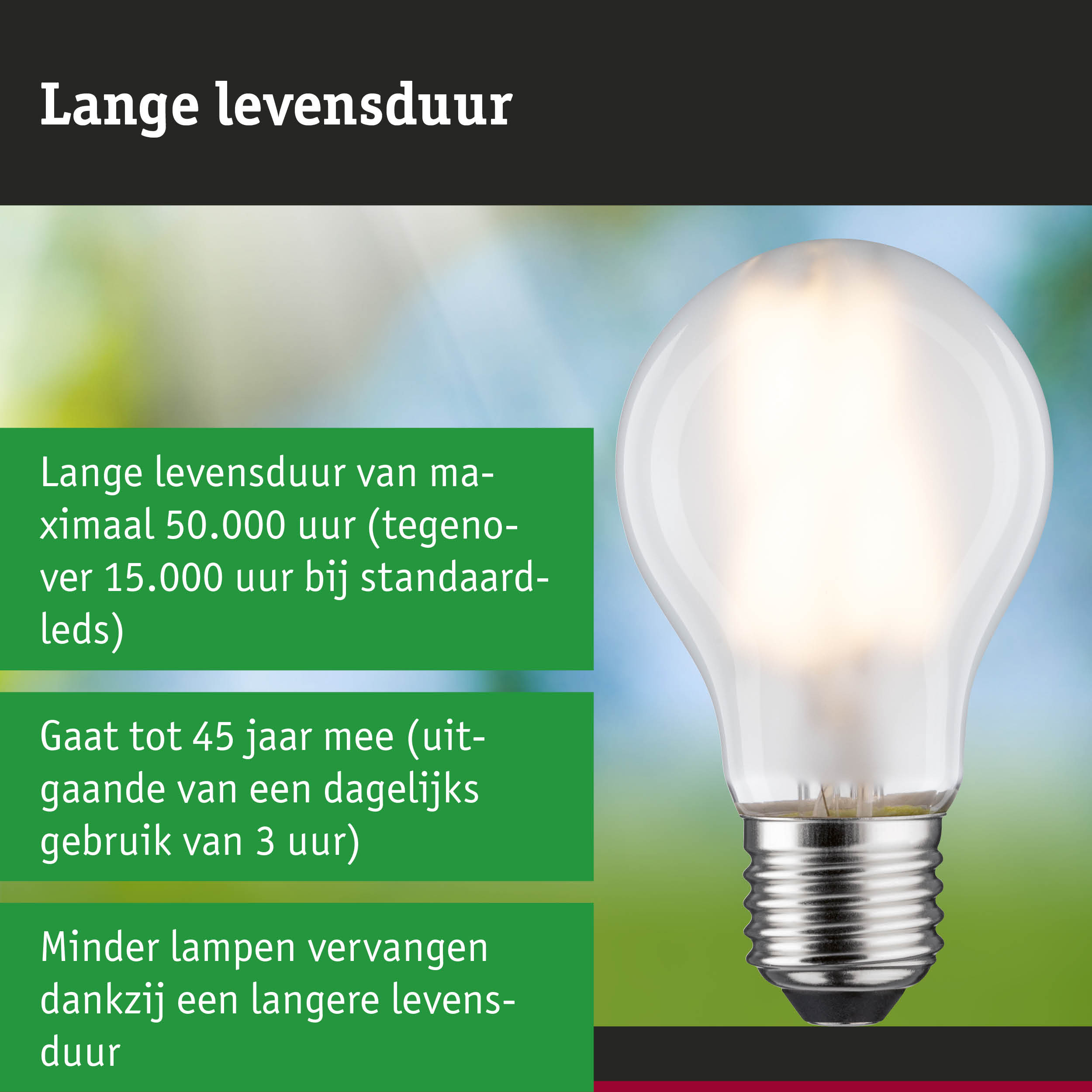 LED-lamp in hand met nadruk op lange levensduur en energiezuinigheid van LED-verlichting