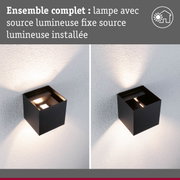 Applique murale noire en métal avec source lumineuse fixe pour éclairage extérieur moderne
