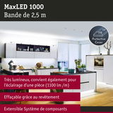 Bande LED MaxLED 1000 de 2,5 m avec revêtement protecteur pour un éclairage lumineux en cuisine moderne