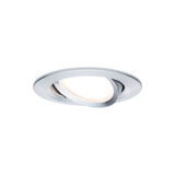 Spot rond en aluminium brossé argenté avec lumière LED orientable pour éclairage intérieur moderne