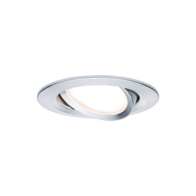 Spot rond en aluminium brossé argenté avec lumière LED orientable pour éclairage intérieur moderne