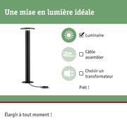 Luminaire LED extérieur noir avec câble pour éclairage de jardin flexible et installation facile