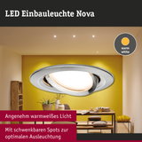 LED Einbauleuchte Nova aus Metall in Silber mit warmweißem Licht und schwenkbaren Spots für optimale Beleuchtung