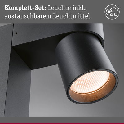 Schwarze LED-Außenwandleuchte mit austauschbarem Leuchtmittel für moderne Außenbeleuchtung