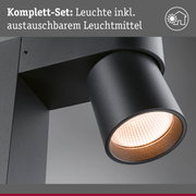 Schwarze Außenwandleuchte mit austauschbarem Leuchtmittel, moderner LED-Strahler für Gartenbeleuchtung