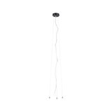 Black ceiling light with three thin cables and minimalist metal ends for modern lighting design
