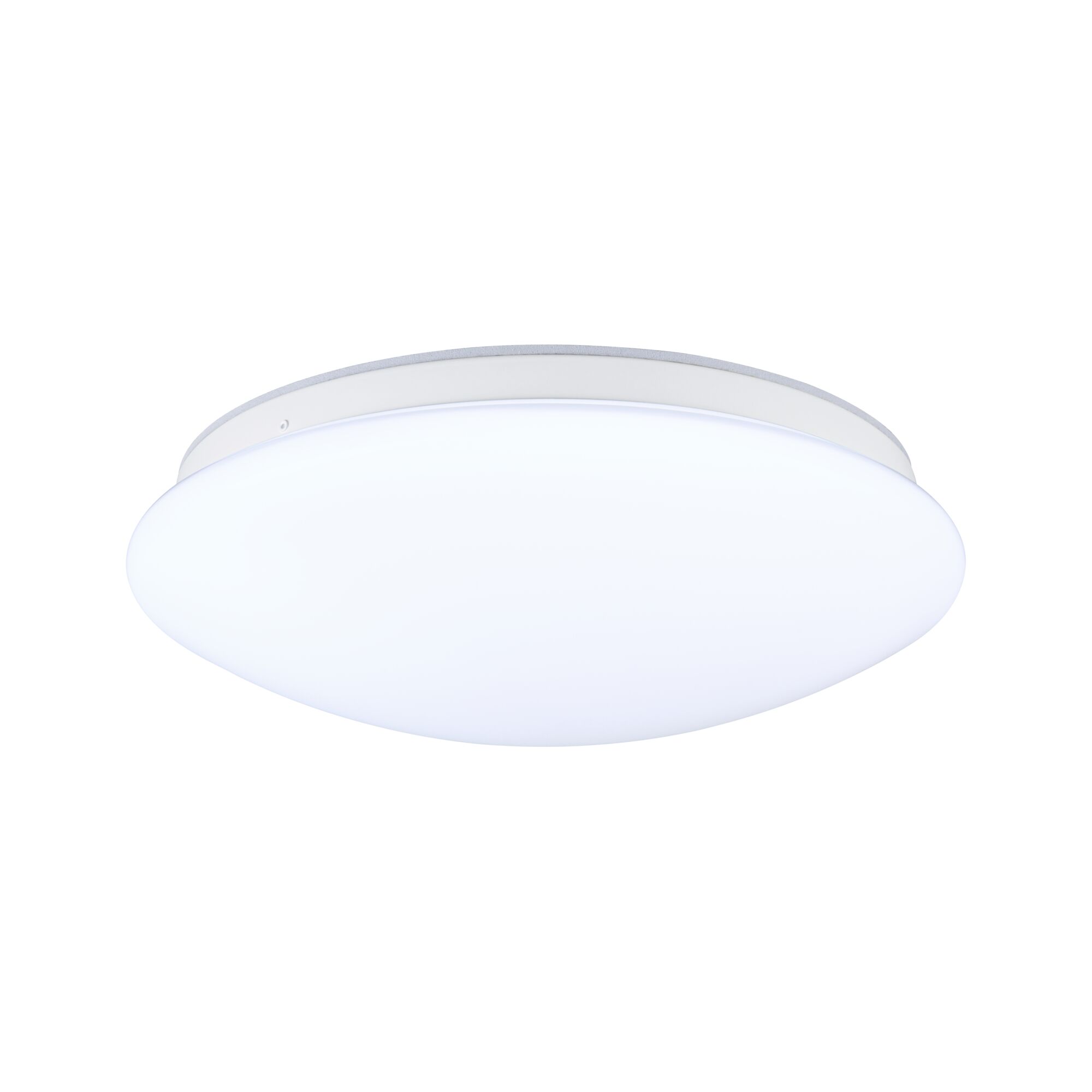 Round white LED ceiling light with matte plastic diffuser for modern room lighting