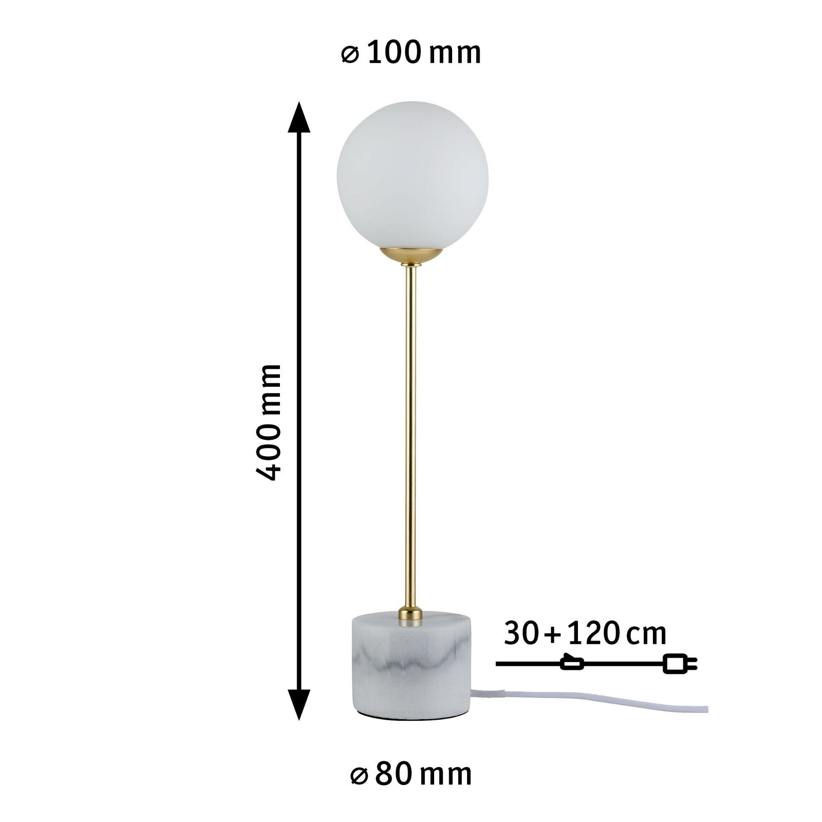 Neordic LED-tafellamp Moa G9 max. 10W Wit/Goud mat Glas/Marmer/Metaal