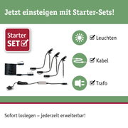 Starter-Set mit schwarzen LED-Gartenleuchten, Kabel und Trafo für einfache Außenbeleuchtung