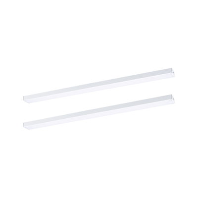 To hvide LED-lyslister i aluminium til moderne indendørsbelysning og energieffektiv belysning.