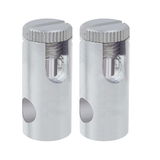 Two silver stainless steel cable clamps with screw closure for secure fastening.