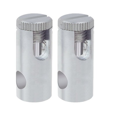 Zwei silberne Metallklemmen mit Schraubverschluss aus Edelstahl für Kabelbefestigung.