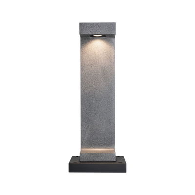 Moderner grauer Granit-Außenleuchte mit schwarzer Basis und warmweißem LED-Licht für Gartenbeleuchtung