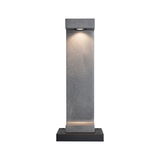 Lanterne extérieure moderne en granit gris avec base noire et LED blanc chaud pour éclairage de jardin