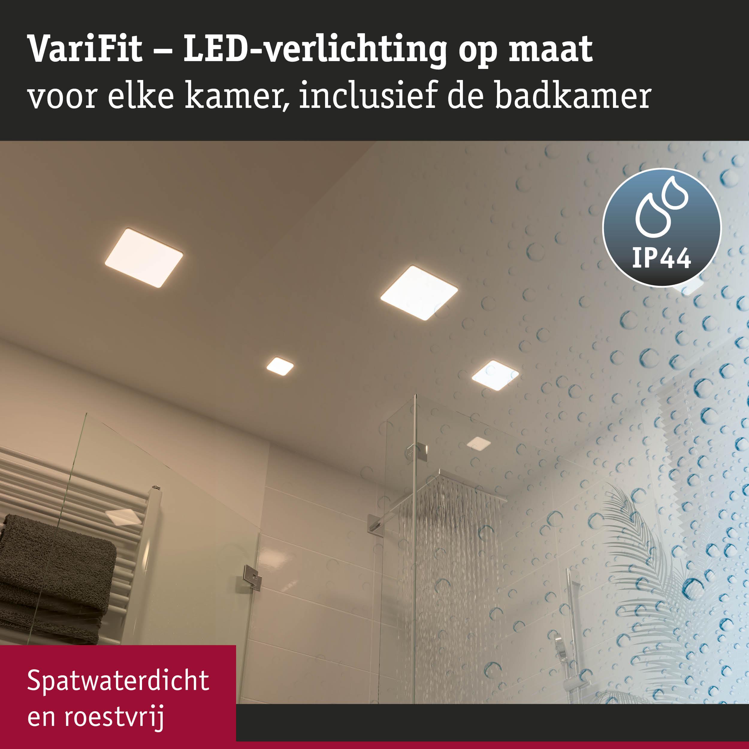 Spatwaterdichte witte LED-plafondlampen voor badkamer met IP44 en roestvrijstalen frame