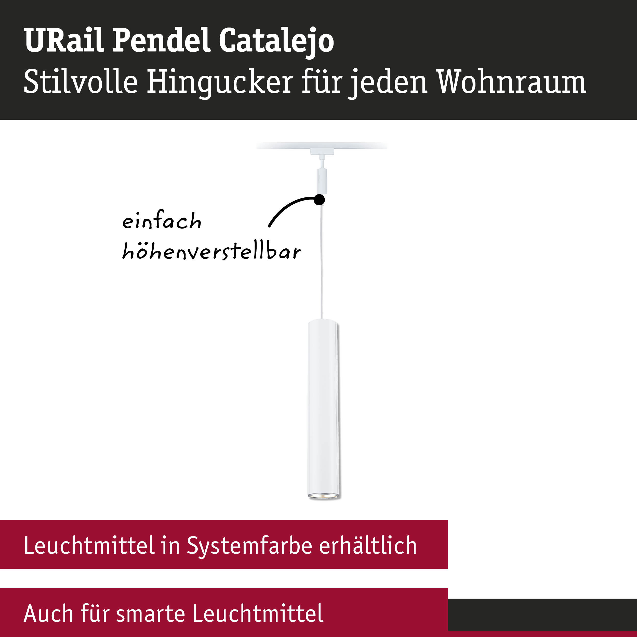 URail Pendel Catalejo weiße höhenverstellbare Pendelleuchte für Wohnräume