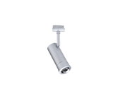 Modern silver metal LED spotlight for track systems, energy-efficient indoor lighting solution