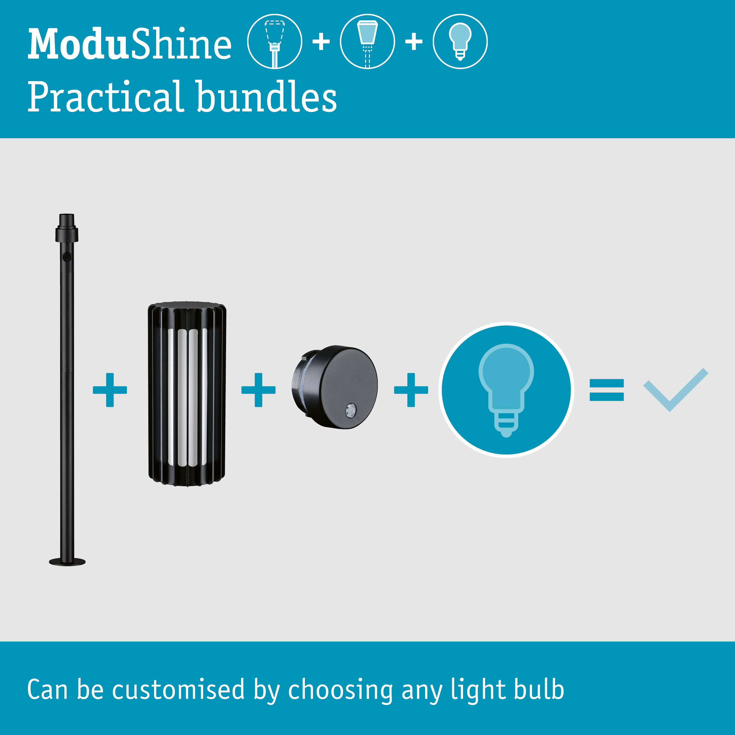 Set ModuShine Bollard Ferina medium with sensor Anthracite