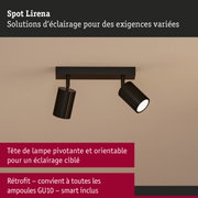 Spot LED noir Lirena avec tête pivotante et orientable pour un éclairage ciblé