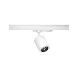 Modern white metal LED spotlight for track systems, dimmable and adjustable lighting solution