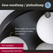 Gove wandlamp met mat opaalglas en zwarte rand, hoogwaardig materiaal, IP44 bescherming