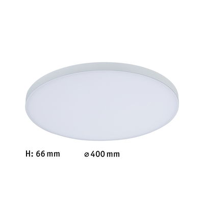 Runde weiße LED-Deckenleuchte aus Kunststoff mit 400 mm Durchmesser und 66 mm Höhe für Wohnräume