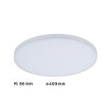 Runde weiße LED-Deckenleuchte aus Kunststoff mit 400 mm Durchmesser und 66 mm Höhe für Wohnräume