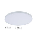 Runde weiße LED-Deckenleuchte aus Kunststoff mit 400 mm Durchmesser und 66 mm Höhe für Wohnräume