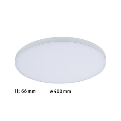 Plafonnier LED rond blanc en plastique, diamètre 400 mm, hauteur 66 mm, adapté aux espaces de vie
