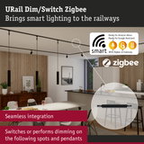 URail Dim/Switch Zigbee black smart lighting system with voice control for modern interiors